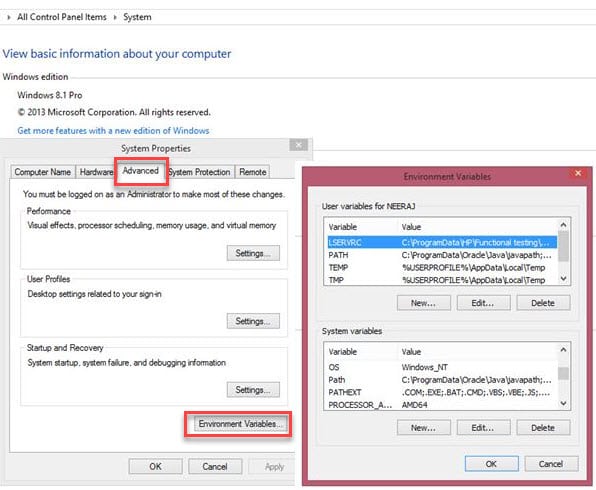 Update the Environment variable