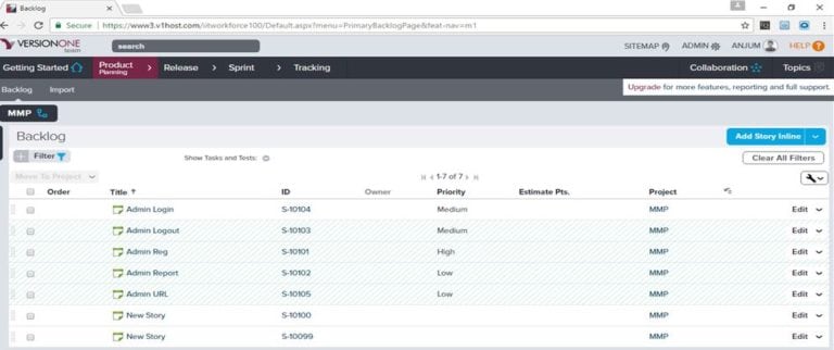 Versionone Tutorial Agile Project Management Tool Guide