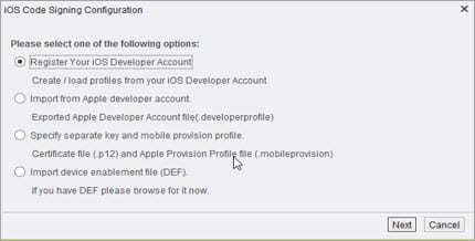 iOS code signing configuration