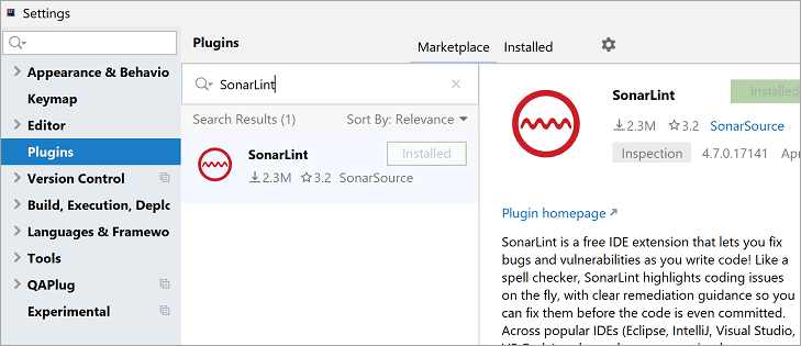 Install SonarLint Plugin