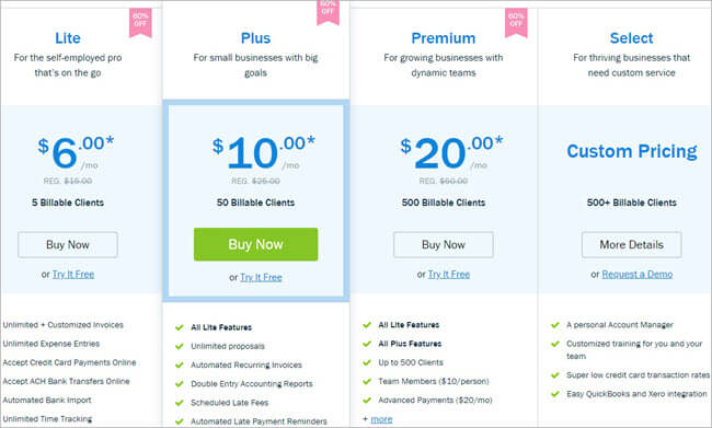 FreshBooks - Pricing