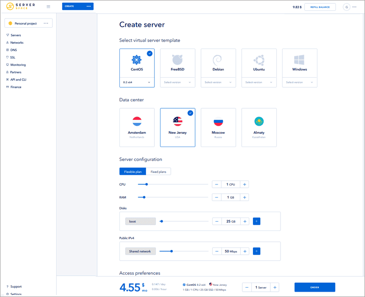 Serverspace Dashboard