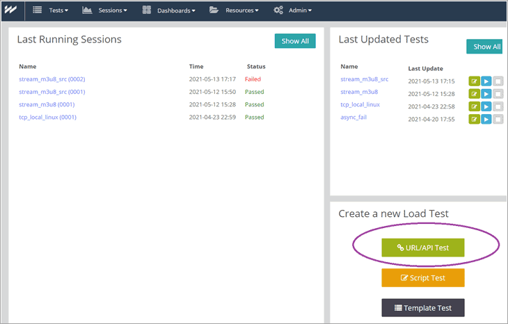 Click on URLAPI Test