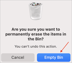 Confirm Empty Bin