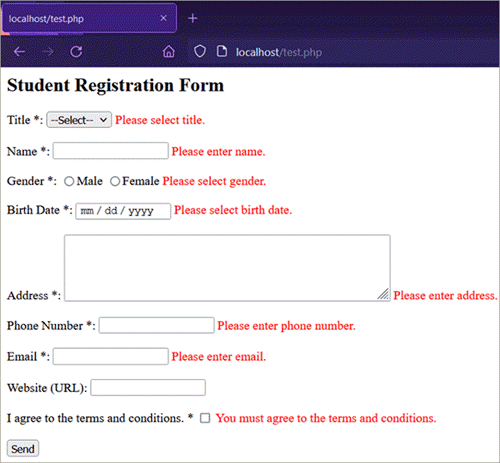 PHP Form Handling with Form Validation Examples