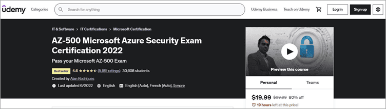 AZ – 500 Microsoft Azure Security Exam Certificate