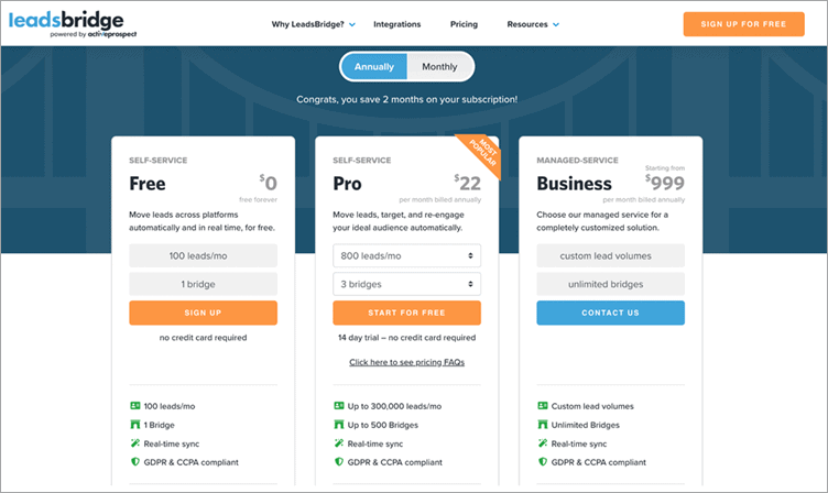 LeadsBridge Pricing