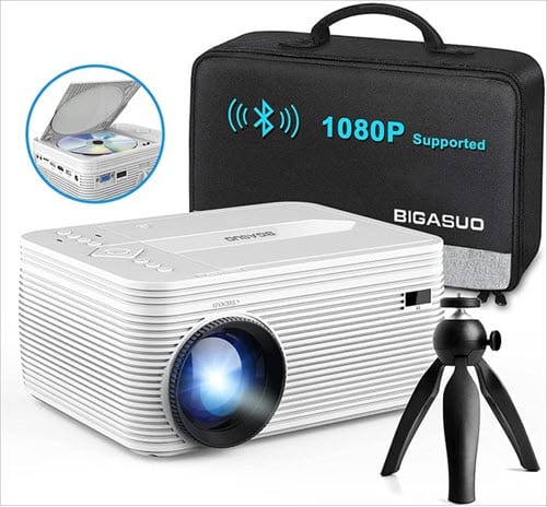 BIGASUO Upgrade HD Bluetooth Projector Built in DVD Player - Cheap Projectors
