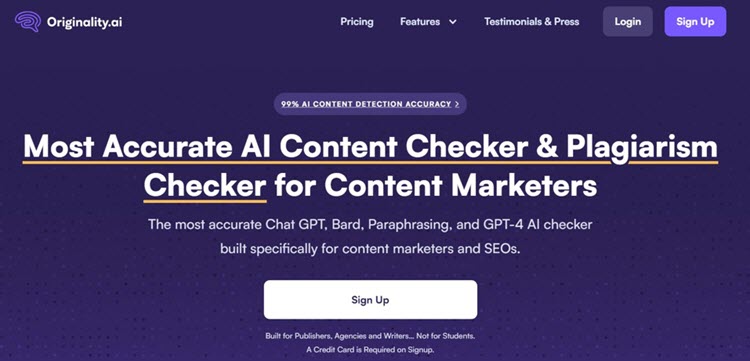 Originality.ai Dashboard Grammar Checker