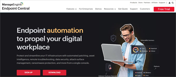 Manage Engine Endpoint Central CyberSecurity Software