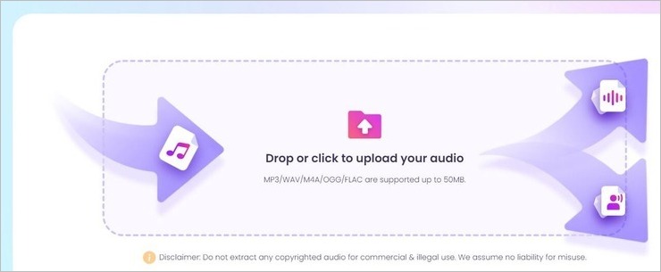 Vidnoz upload file Remove Background Noise from Audio