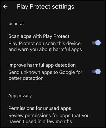 play protect settings