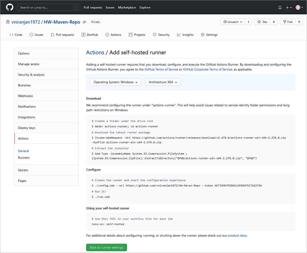Adding a self-hosted runner