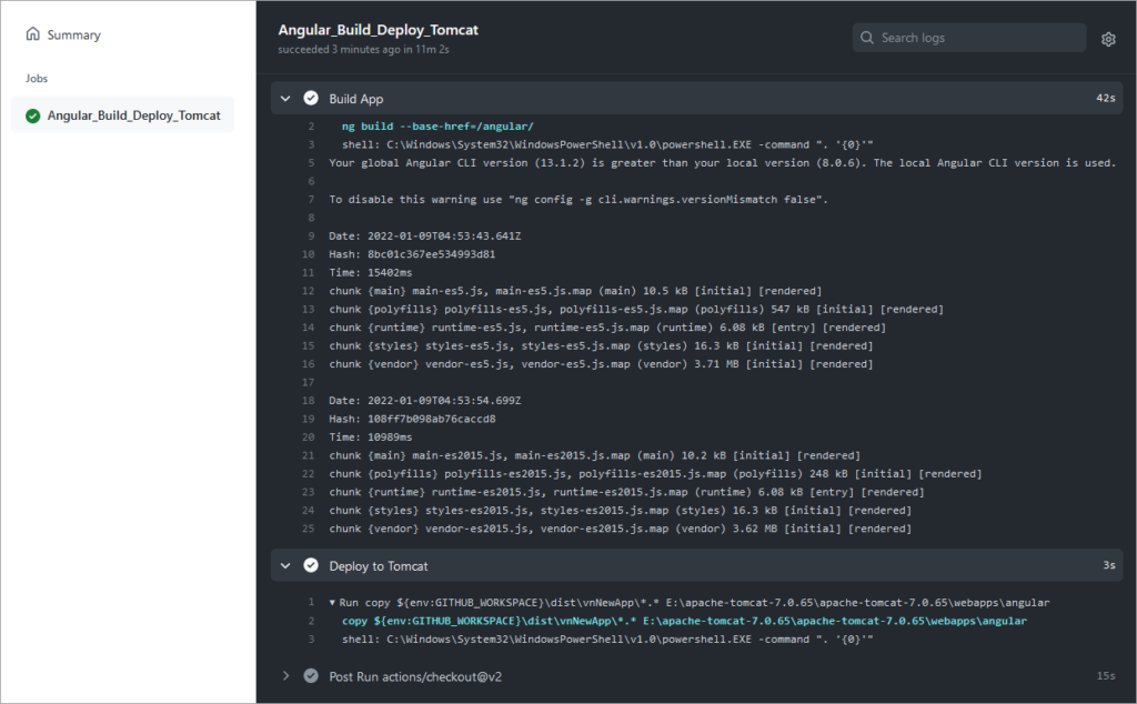 Commit the YML file and view the workflow run.