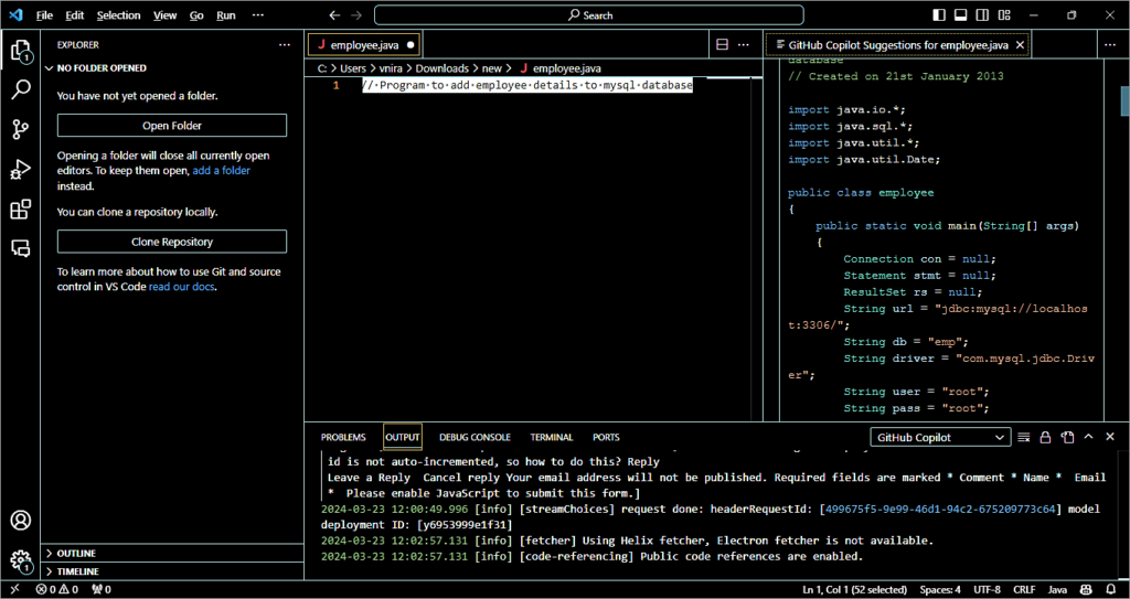Usage – Code suggestion