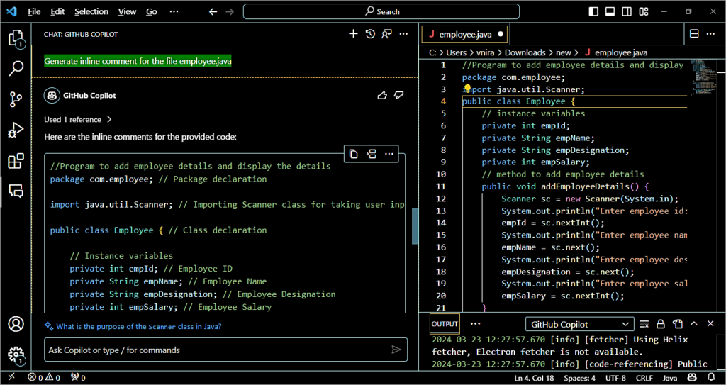 Generate inline comments
