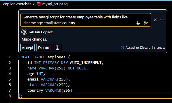 Generation and execution of MySQL Query