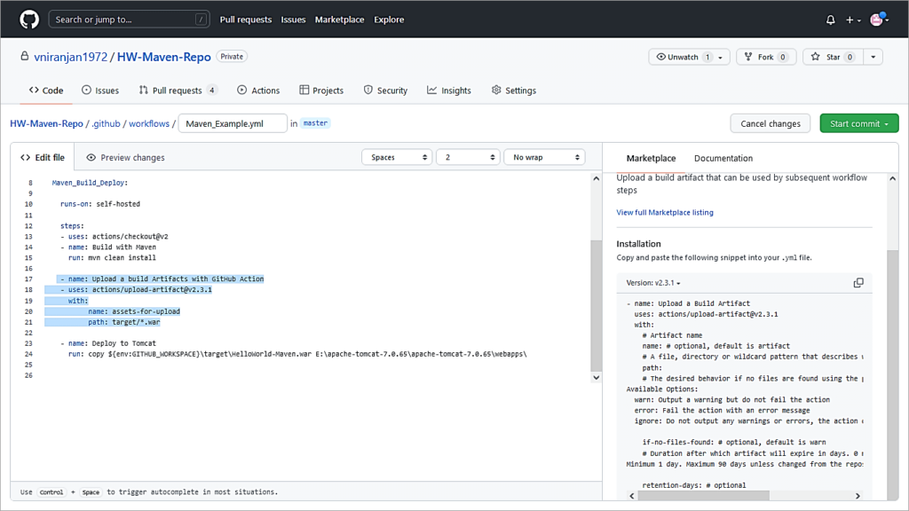 advantage for uploading the build artifact to GitHub