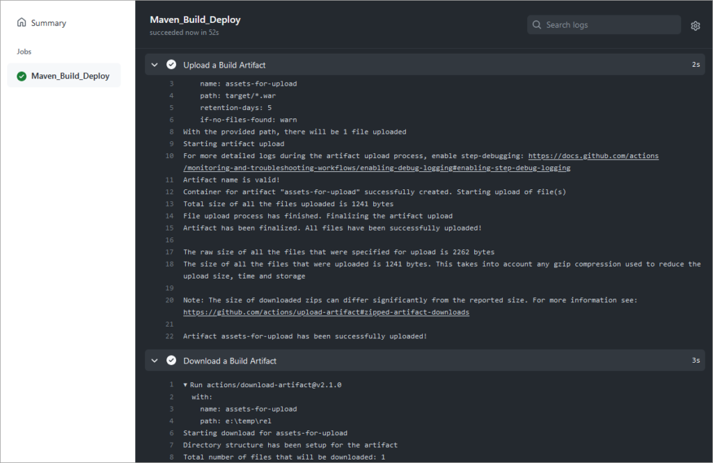 commit the code and watch the download