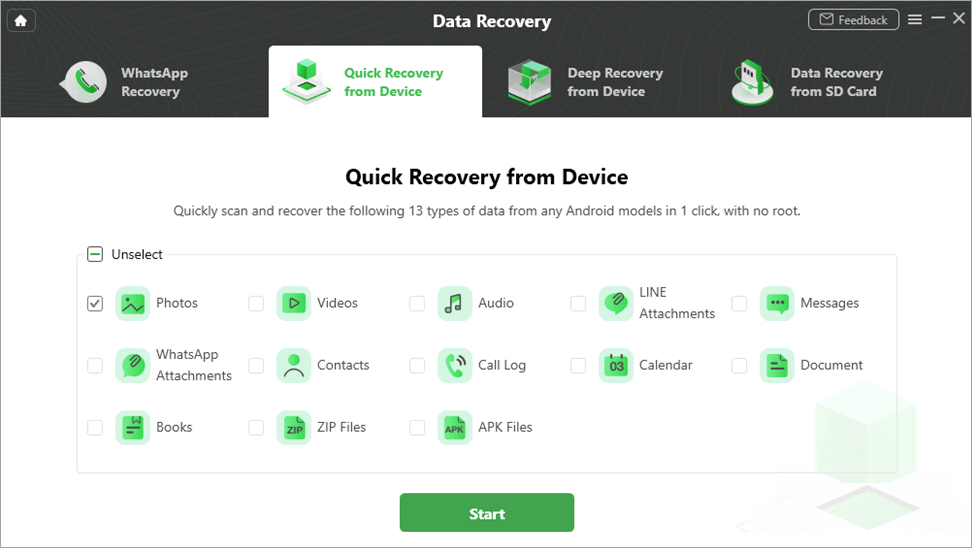 quick recovery from device