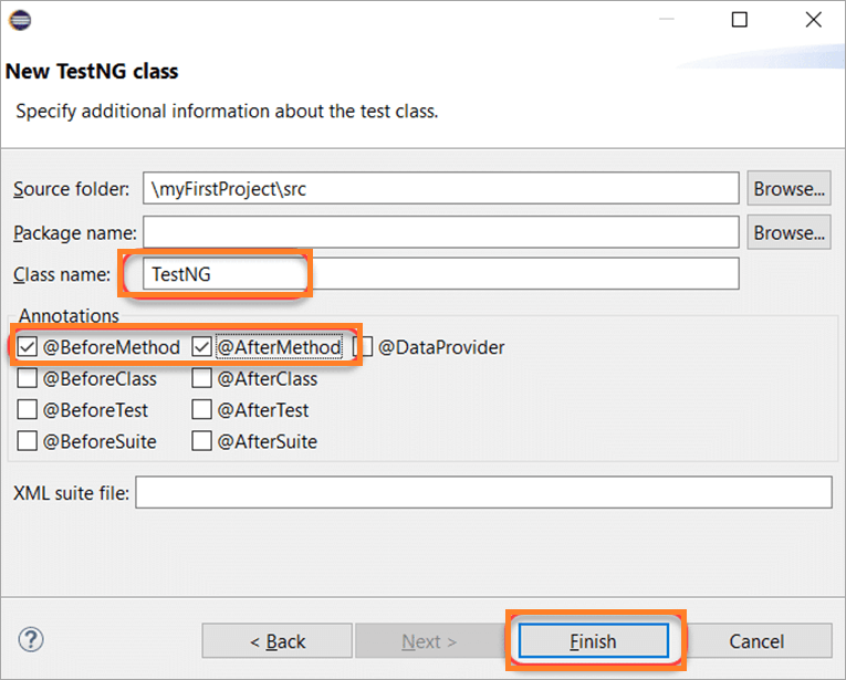 Create TestNG Test class in Eclipse 3
