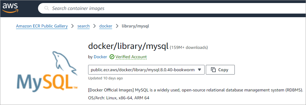 pull the MySQL image