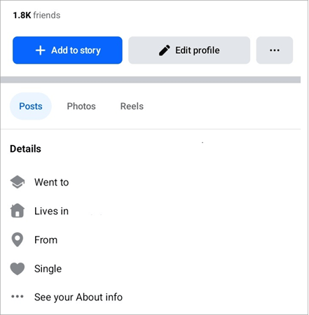 profile info facebook