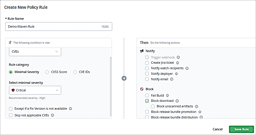 Add a rule name and select as shown