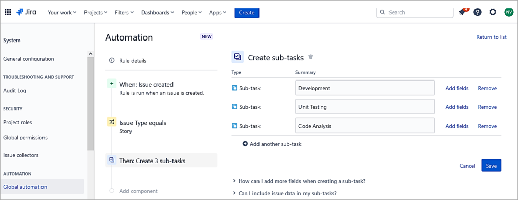 Add all sub-tasks and Save
