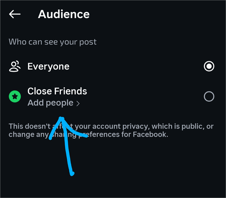 Add people to close friends