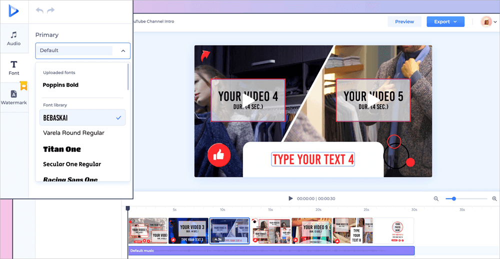 Adding the music from the preset option
