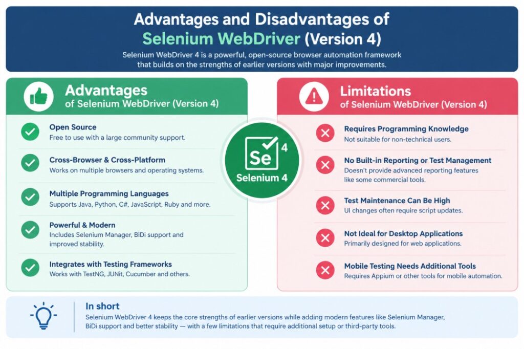 Advantages and Disadvantages of Selenium WebDriver