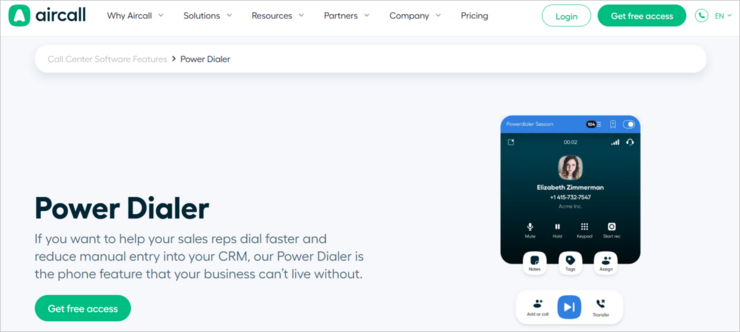 Aircall auto dialer Auto dialer software