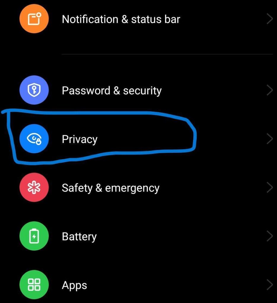 Android Open Settings Privacy