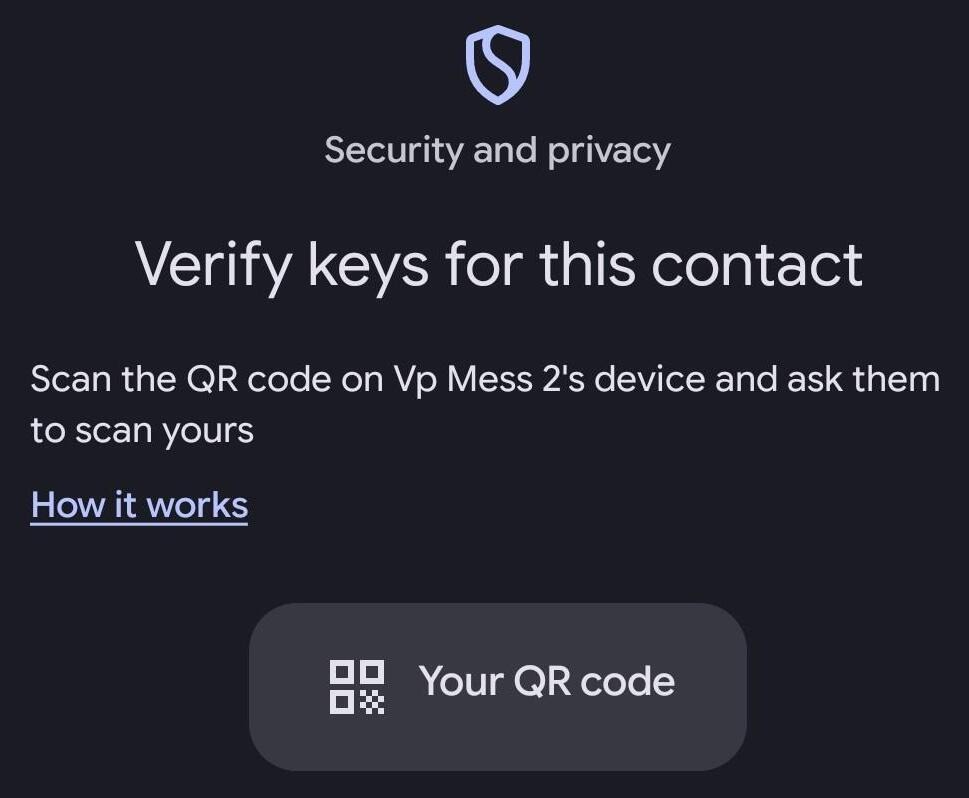 Android contact verify keys