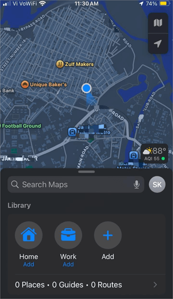 Apple Maps home page