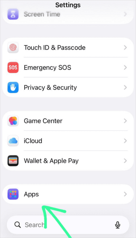 Apps in Settting