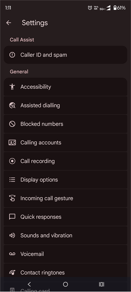 Blocked numbers option