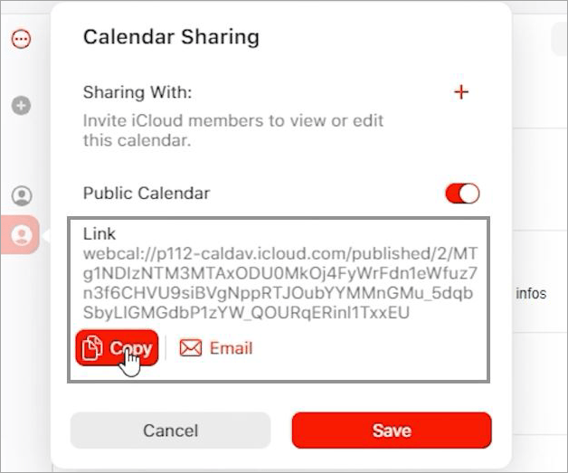 Calendar sharing in icloud