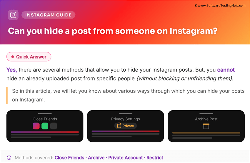 Can you hide a post from someone on Instagram