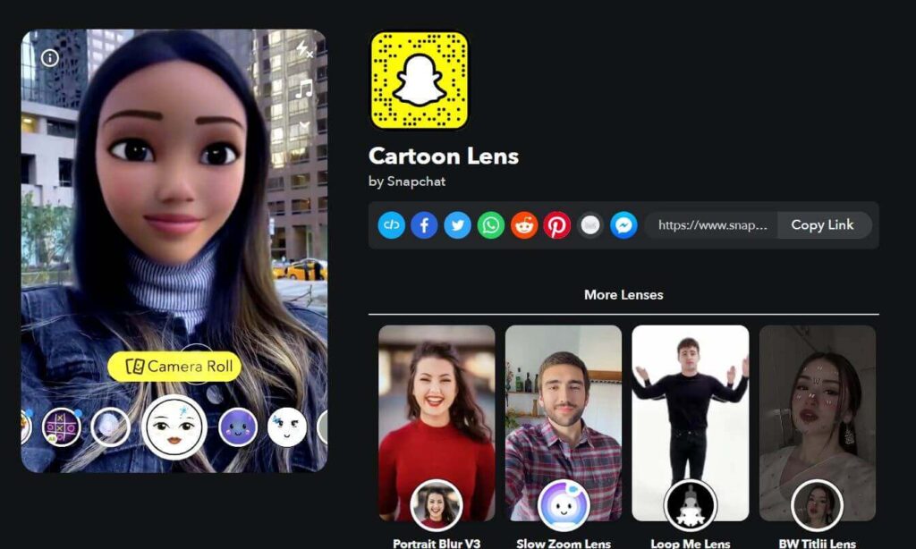 Snapchat cartoon Face Lenses
