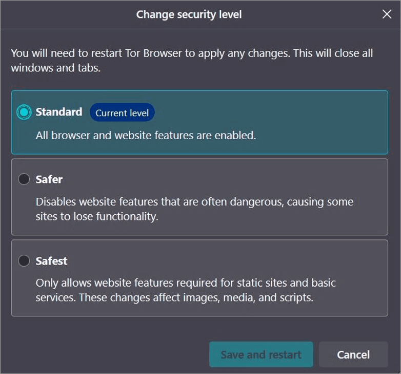 Change security level