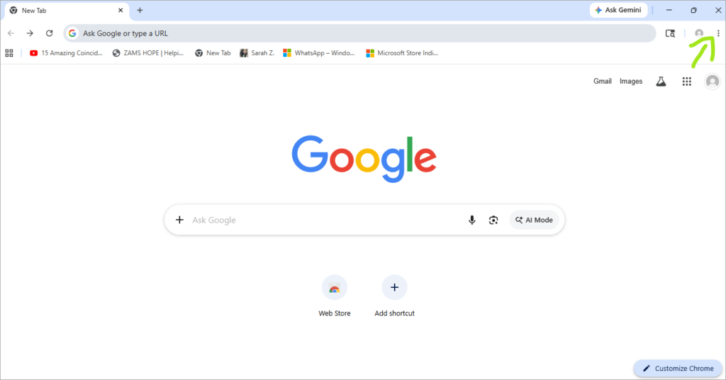 Chrome 3 dots