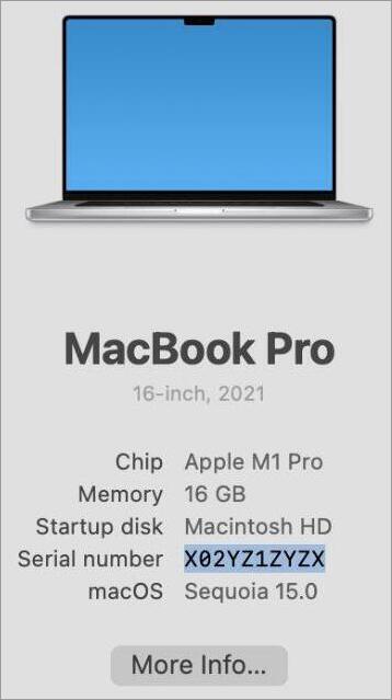 About This Mac Option