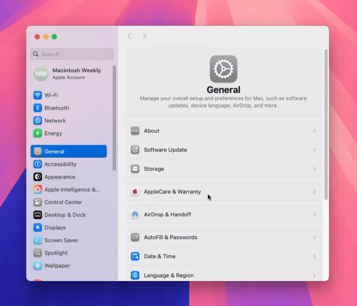 Click on Apple icon