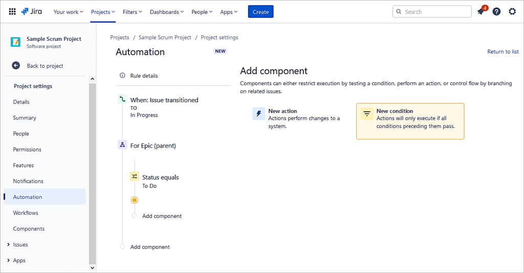 Click on New condition