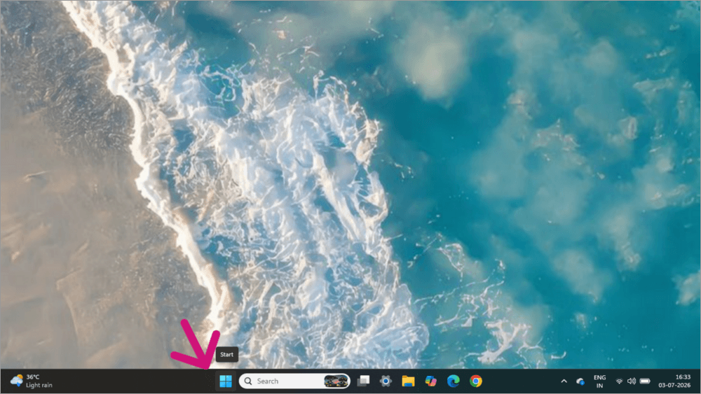 Click on the Windows icon