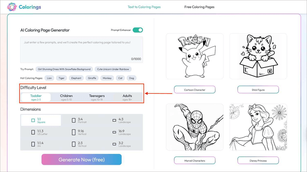 Colorings.io difficulty level