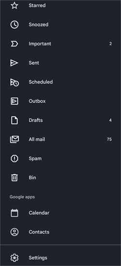 Contacts from the drop-down menu