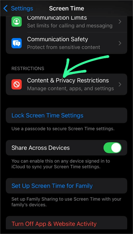Content and Privacy Restriction